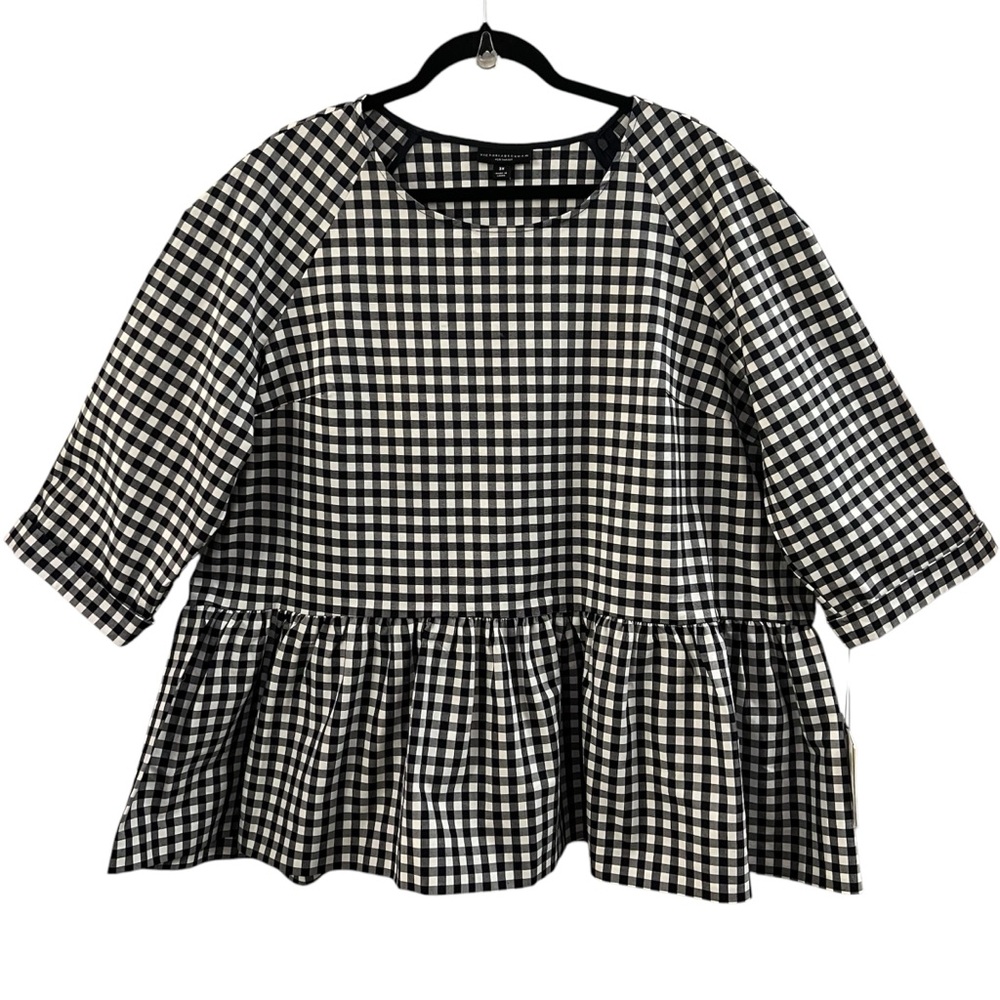 VICTORIA BECKHAM TOP, Size 3X, Navy and White 3/4 Sleeve Pullover w/ Peplum, NEW